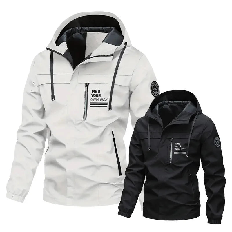 Autumn and Spring Fashion Trend Outdoor Sports Waterproof Hooded Jacket Men's Loose Comfortable Plus Size High Quality Outerwear