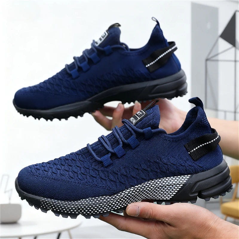 Men's Shoes 2025 Hot Sale Yellow Knit Sport Sneakers Lightweight Mesh Non-Slip Casual Trainers Comfortable Outdoor Running Shoes