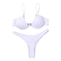 Women Push Up Two Piece Bikini Swimsuits Solid Color Bra Padded Swimwear Bathing Suit