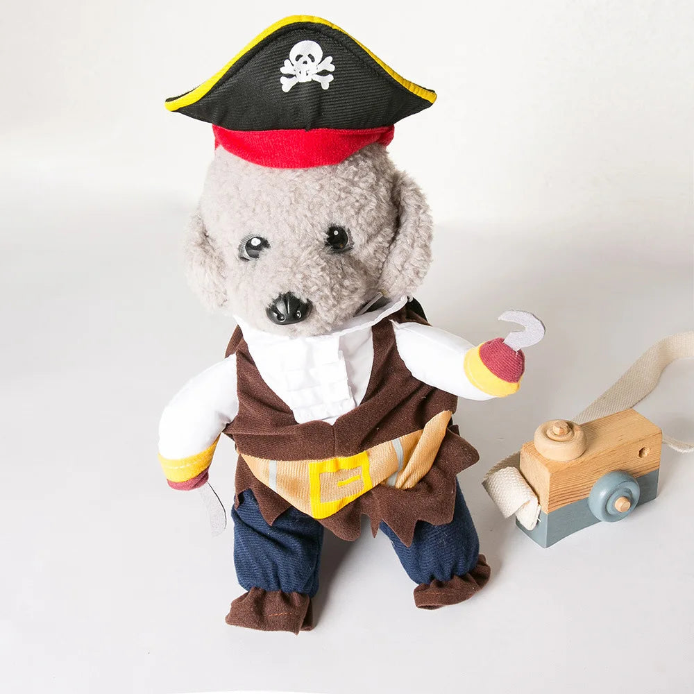 Funny Pet Clothes Pirate Dog Cat Costume Suit Corsair Dressing up Party Apparel Clothing for Cat Dog Plus Hat Pet Dog Costume