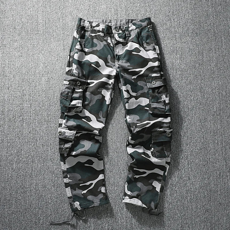 Men Tactical Pants Cargo Trousers Fashion Casual Sports Outfits Camo Pants Loose Straight Pants