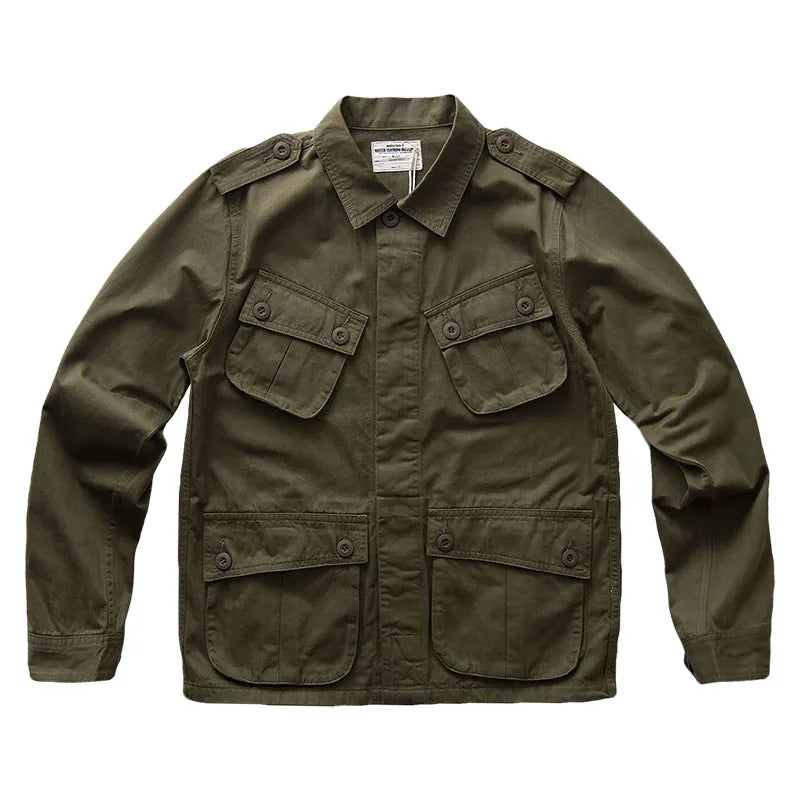TCU Multi Pockets American Vintage Casual Jackets Spring Autumn 100% Cotton Chevron Coats for Male Amekaji Workwear Hunting Wear