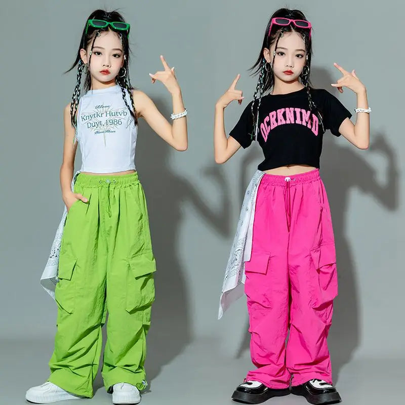 Kids Hip Hop Joggers Pants Teenage Straight Baggy Sweatpants Girls Streetwear Cargo Trousers Spring Vintage Casual Pants