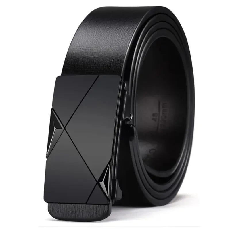 Men's Leather Belts Fashion Automatic Buckle Cowskin Male Belts Luxury Designer Black belt 130cm Plus Size Jeans Belt
