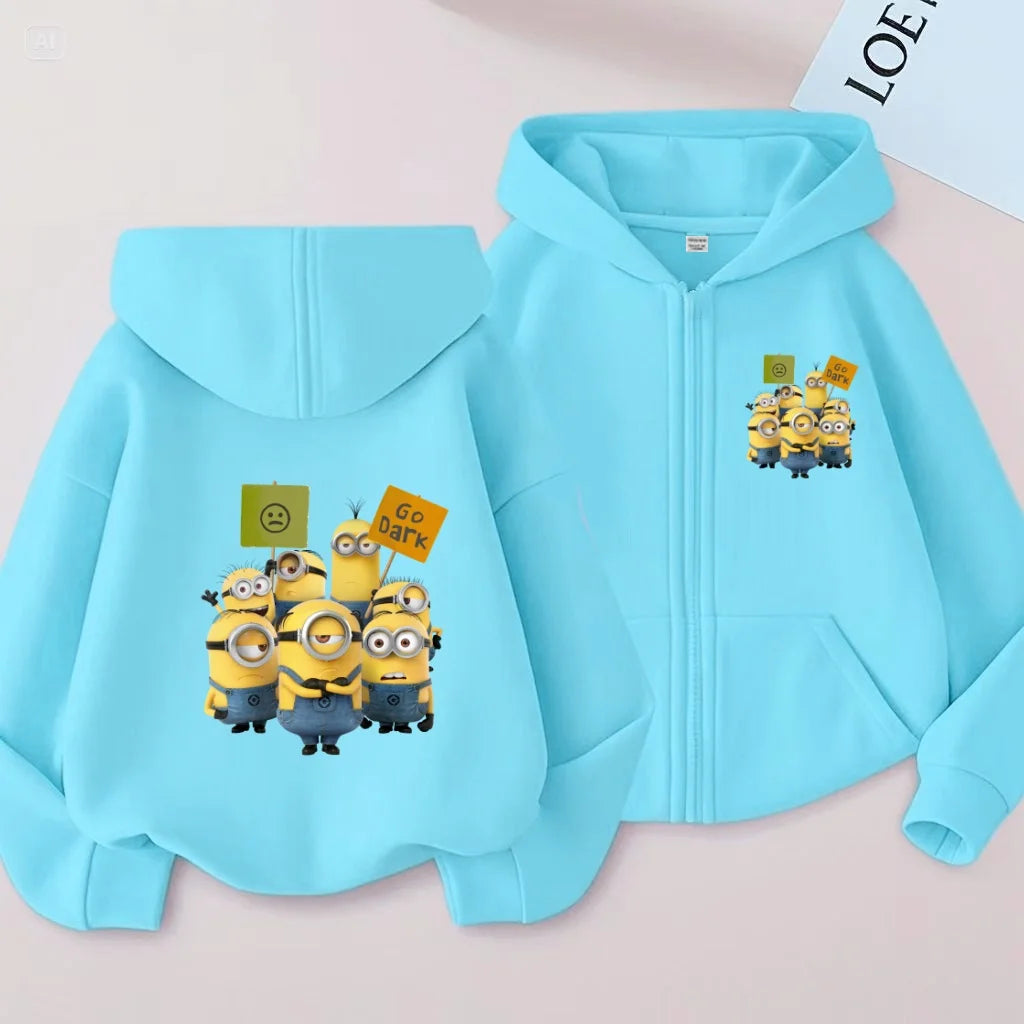 Kids Cardigan Fall Winter Sweatshirt Zipper Style Girl Boy 3-12Yrs Hoodie Popular Anime Print Sports Casual Coat Fashion Clothes