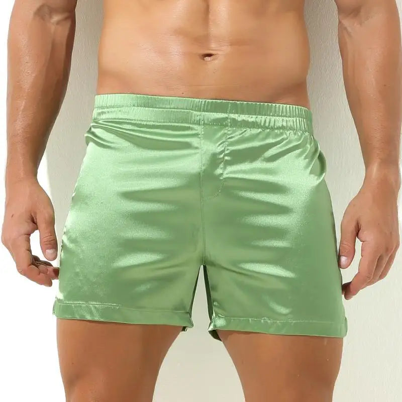 Men's Pajamas Shorts Soft Silky Underwear Men Boxers Shorts Sleep Bottoms Homewear Sleepwear Loose Lounge Shorts