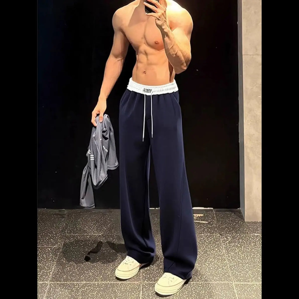 Color Block Men's Sweatpants Spring Autumn Jogging Trousers Fitness Loose Fit Gym Bottoms Solid Color Outfit Streetwear Pants