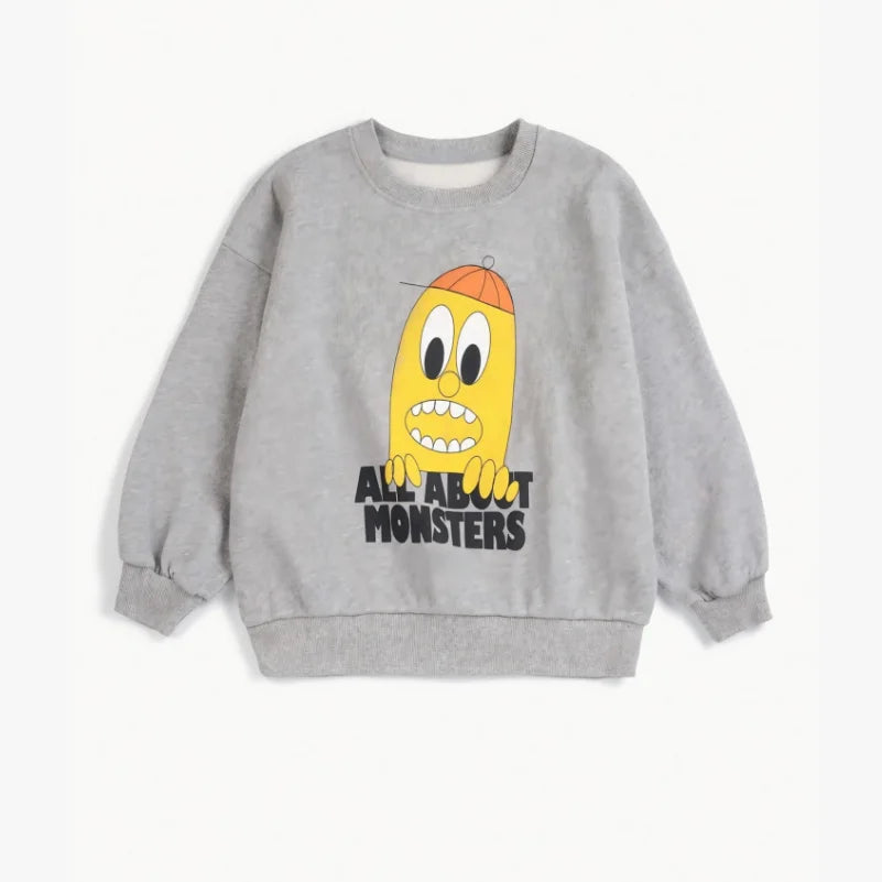 Kids Sweatshirt 2026 Winter New Fashion Plus Fleece Warm Boys and Girls Hooded Sweatshirt Cotton Crew Neck Long Sleeve T-Shirt