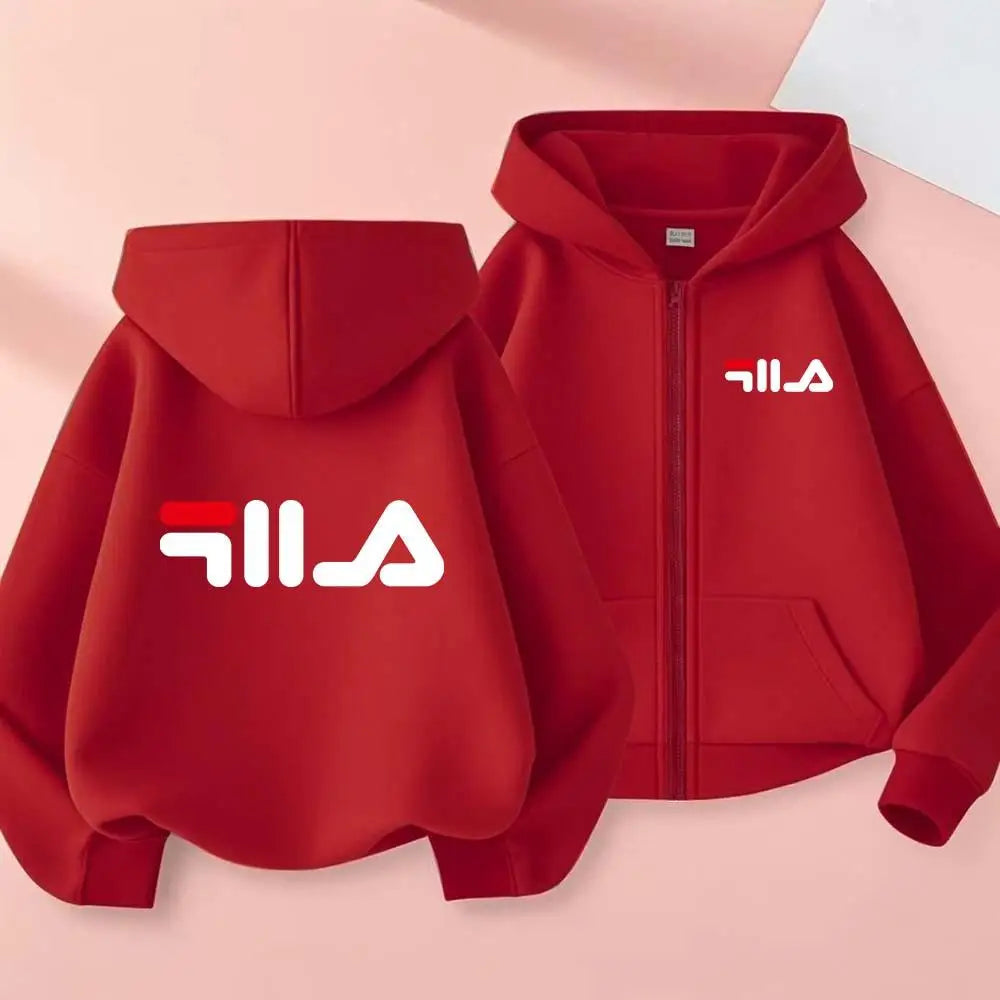 Kids Trend Letter Print Spring Autumn Simple Casual Zipper Hooded Sweatershirts 2-13 Years Boys Girls Streetwear Top Clothes