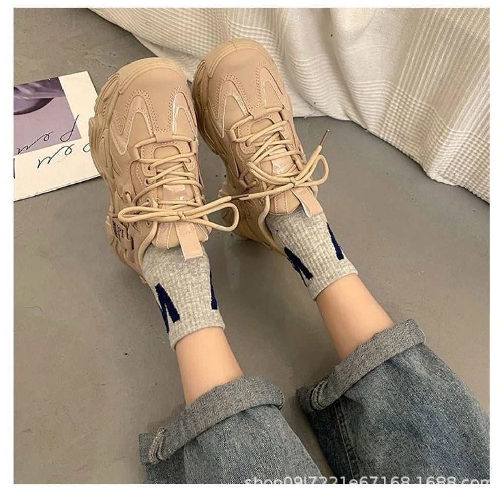 2026 Platform Sneakers for Women Spring Autumn New Chunky Platform Women Sports Shoes Fashion Thick Bottom PU Leather Sneakers