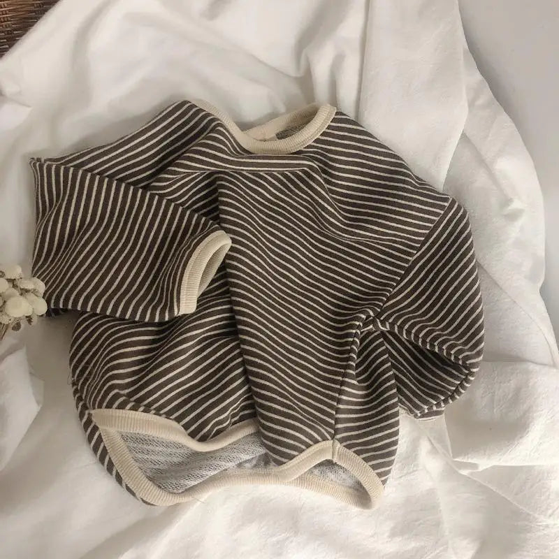 Baby Boys Long Sleeved Sweatshirts Spring Autumn And Winter Toddlers Clothing Children's Fashion Casual Comfortable Striped Tops