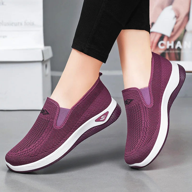 Women Casual Sports Shoes Breathable Lightweight Sneakers Anti-slip Flats Outdoor Running Walking Shoes Female Vulcanized Shoes