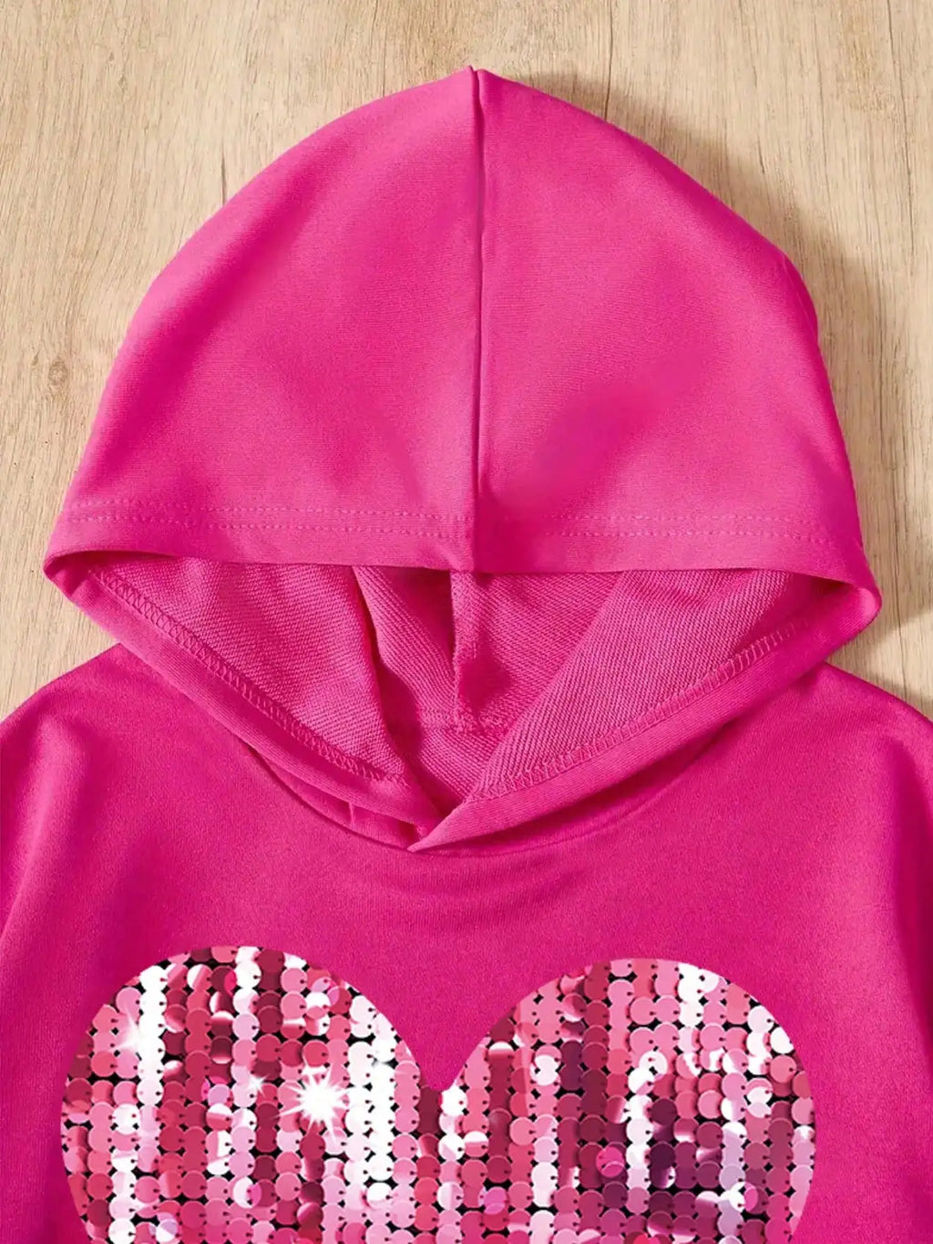 Kids' Autumn Winter Hooded Love Print Sweatshirt And Pants Set Long Sleeve Elastic Waist Comfortable Cotton Outfit for Children