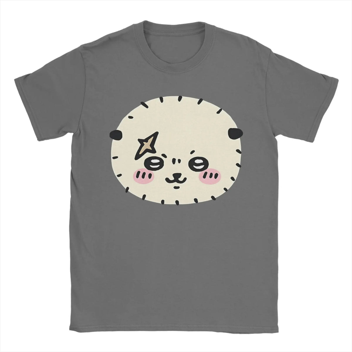 Funny Chiikawas Rakko T-Shirts Men Round Neck Cotton T Shirts  Short Sleeve Tees Unique Tops