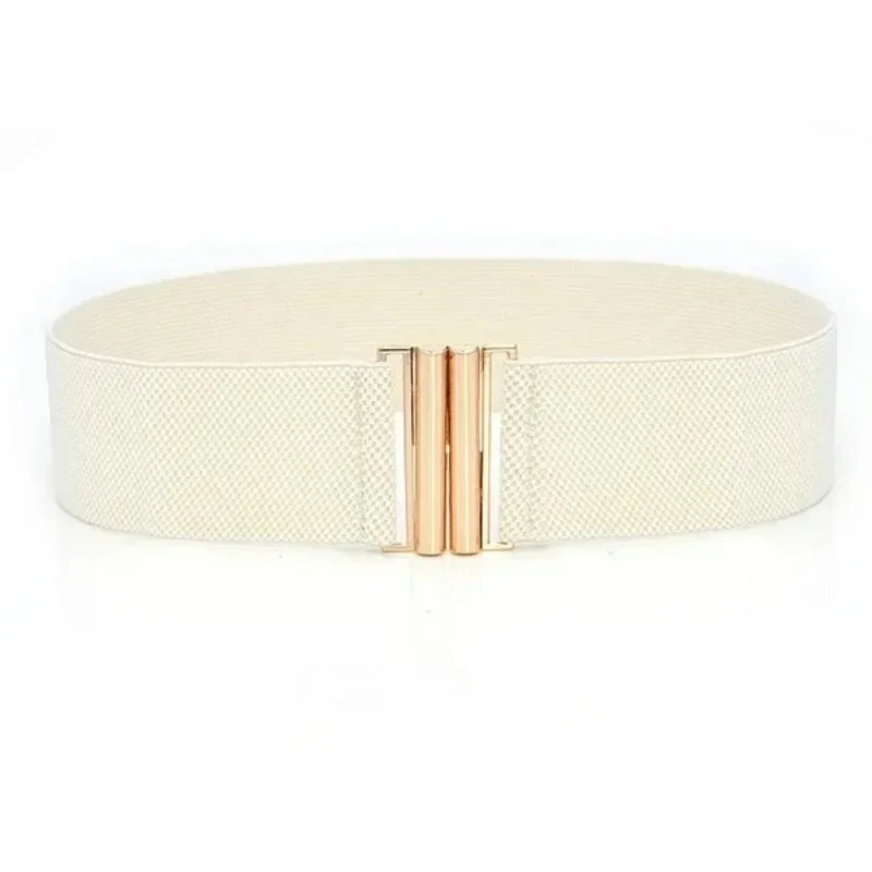 Women Elastic Band Wide Belts Simple Down Coat Waist Belt Female Black Strap Dress Decoration Accessories Metal Buckle Waistband