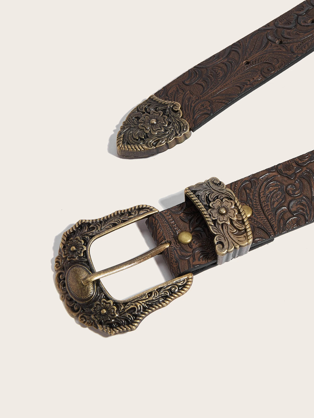 Plus Size Belts for Women, 1 Piece Brown Women's Belt, Western Belt, Chunky Belt, Boho Belt, Cowgirl Belt, Rodeo, Brown Belt, Vintage Bronze Buckle Embossed Belt, Suitable for Dresses, Pants, Parties, Streetwear, School, Musi