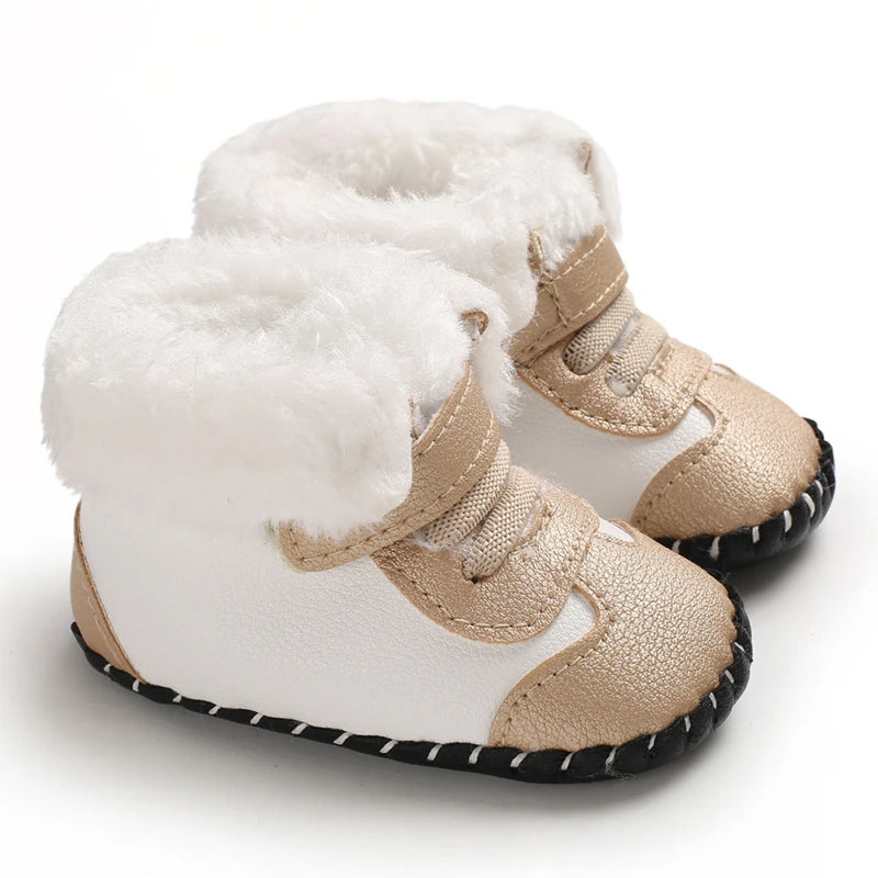 Boys and girls Kawaii cute warm plush boots comfortable breathable snow boots suitable for 0-18 months baby