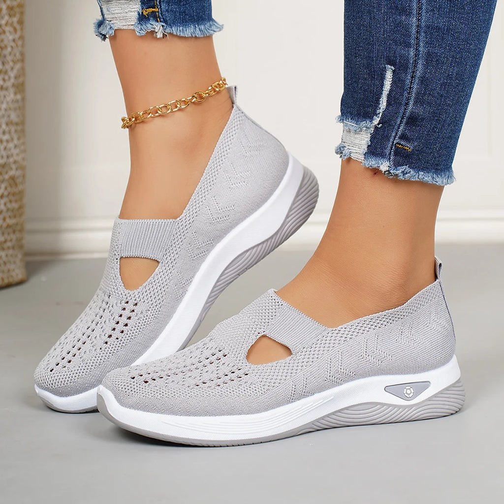 Women's athletic shoes, casual breathable slip-on, lightweight outdoor flat shoes, women's footwear, sneakers