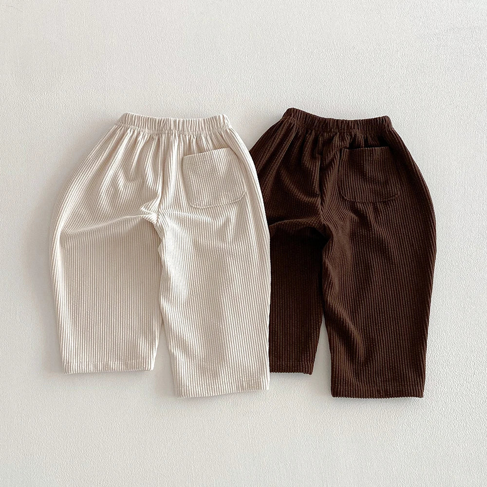 Kids Corduroy Pants for Boys Girls Casual Pocket Elastics Waist Pants Children Winter Casual Trousers Toddler Girl Clothing