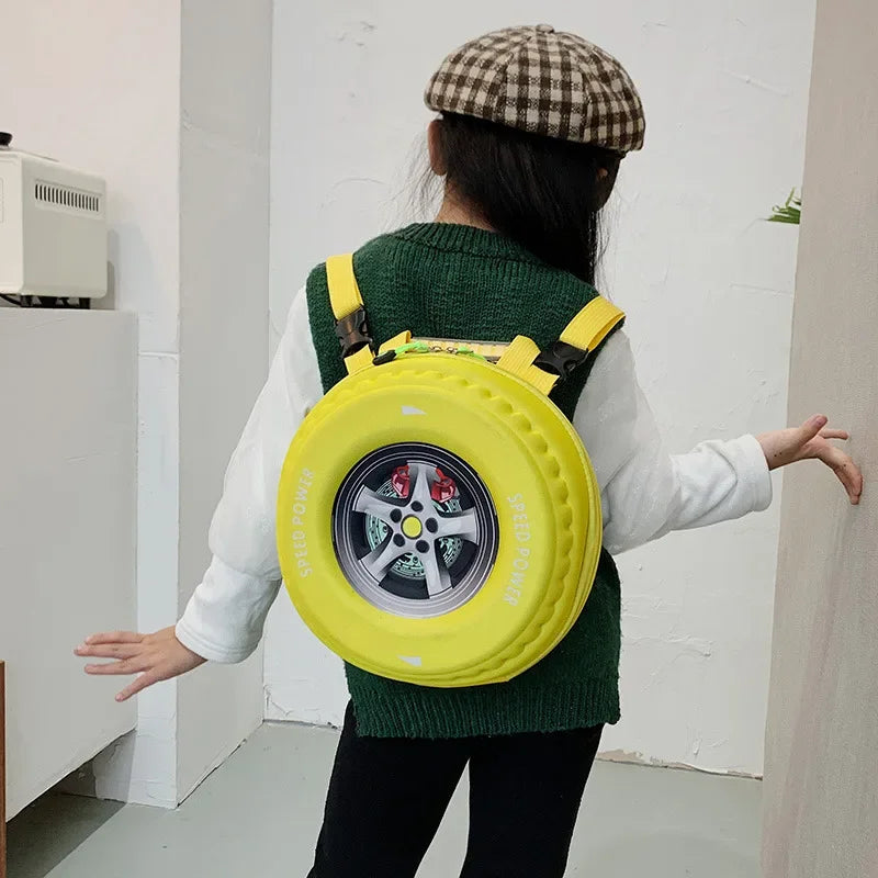 Children's Schoolbag Fashion Tyre Shaped Boys Girls Backpack 3D Cartoon Kindergarten Shoulder Bag Large Capacity Kids Handbag