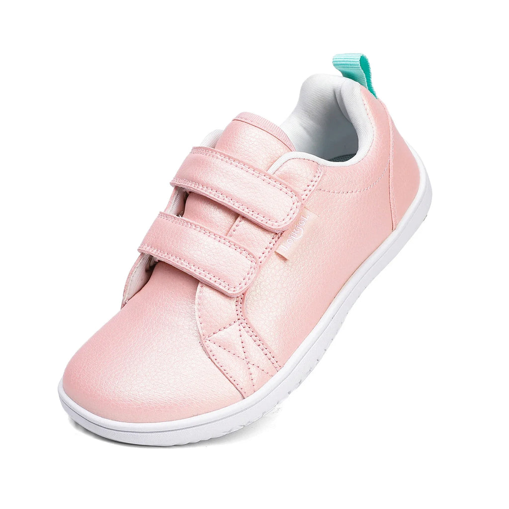 Kids Barefoot Shoes Boys Girls Wide Toe Minimalist Fashion Sneakers Lightweight Hook Loop Artificial Leather Walking Flats