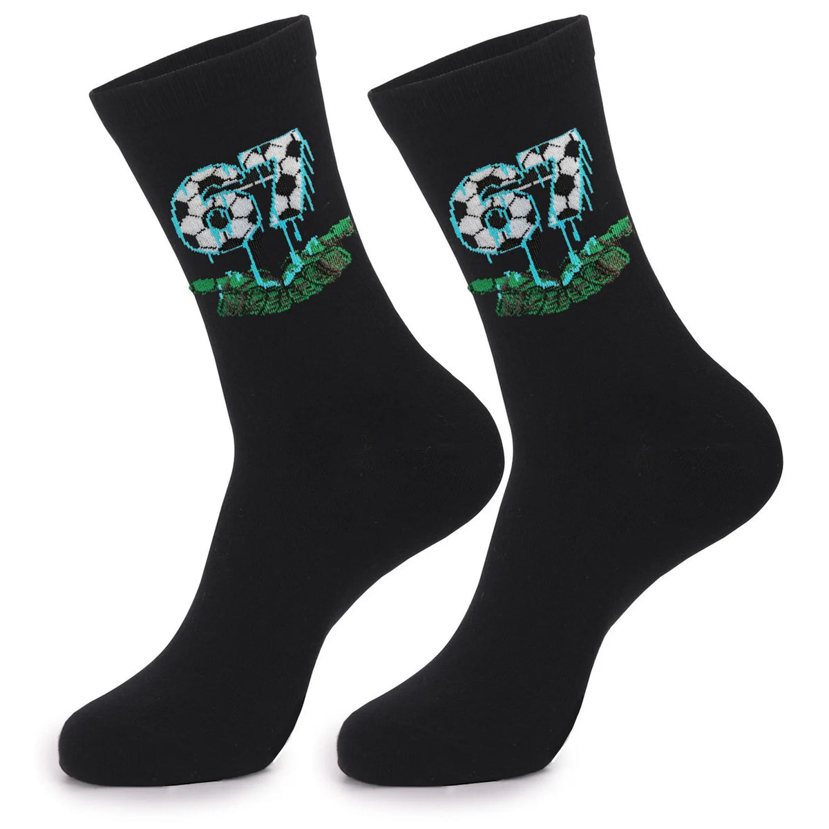 Cross Border New Arrival 67 Cartoon Number Socks Funny Letter Mens Mid Calf Socks