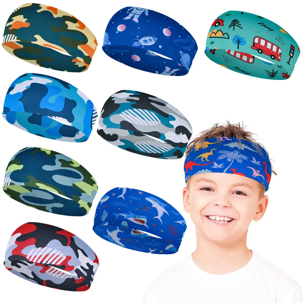 Boys Sports Non Slip Athletic Sweatband Football Headband Elastic Sweat Absorbing Hairband For Kids Basketball Soccer Baseball