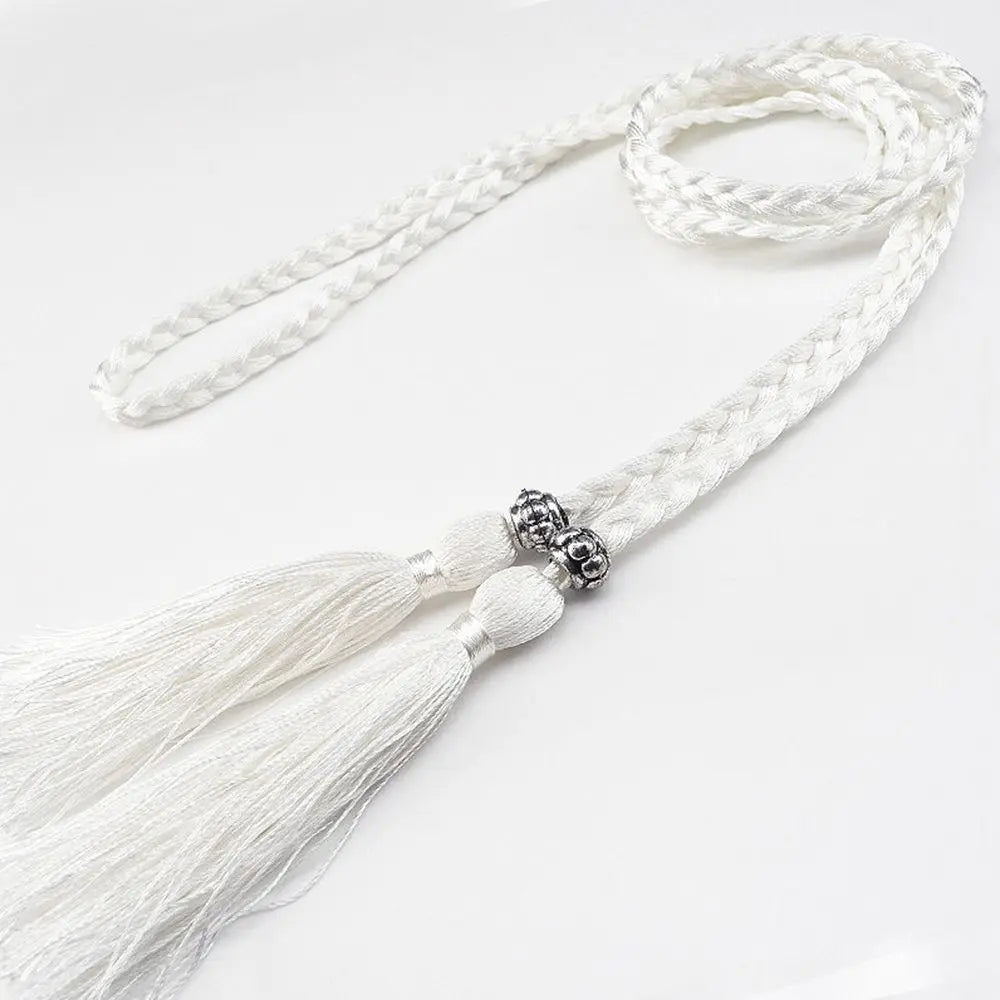 Women 160cm Bow Dress Waistband Tassle Waist Chain Braided Belts Tassles Belts Waist Rope