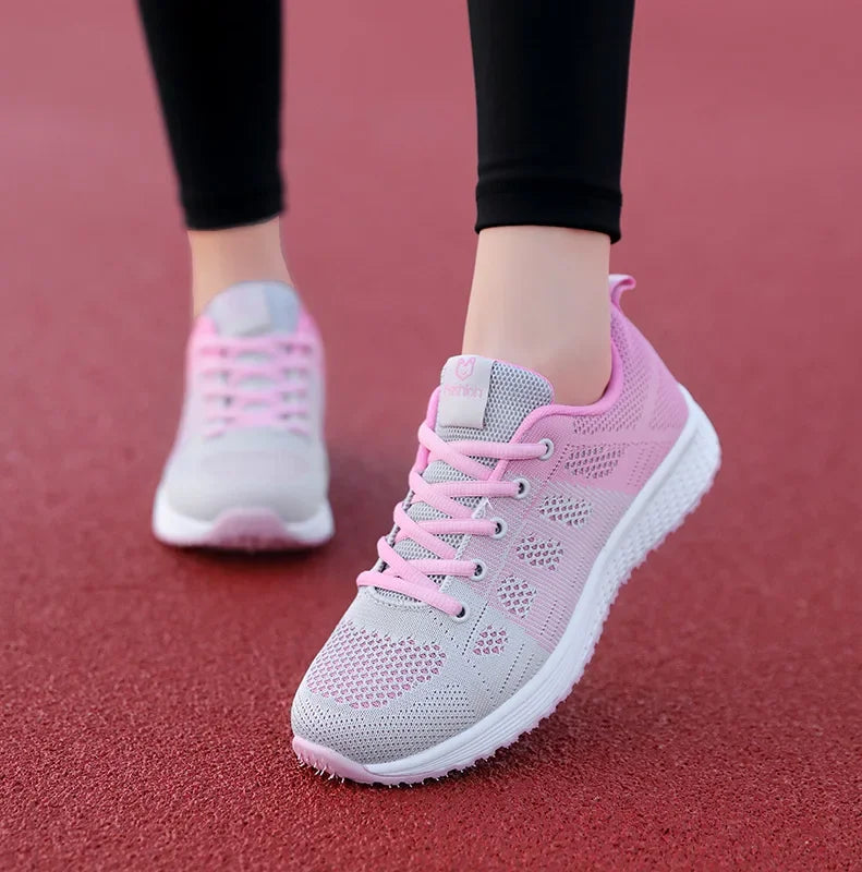 Women Casual Shoes Fashion Breathable Walking Mesh Flat Shoes Sneakers Women Running Gym Vulcanized Shoes White Female Footwear