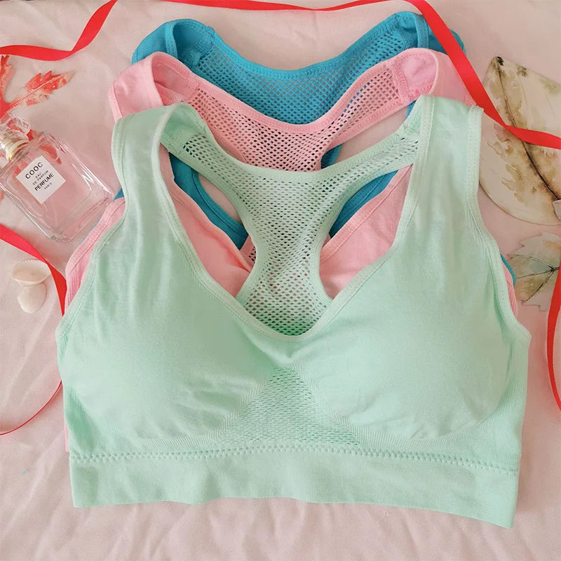 Women Breathable Sports Bra Absorb Sweat Shockproof Padded Gym Running Fitness Double Layer Seamless Yoga Sports Bra Underwear
