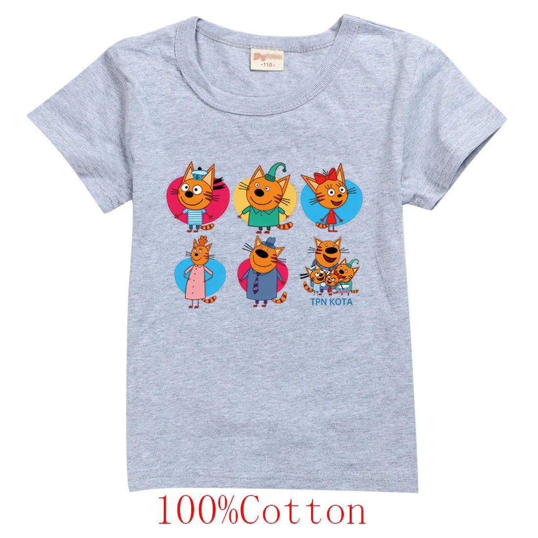 New Cartoon Kid-e-cats T Shirt Kids Three Kitten Russian Print Clothes Boys Summer Short Sleeve T-shirts Baby Girls Fashion Tops