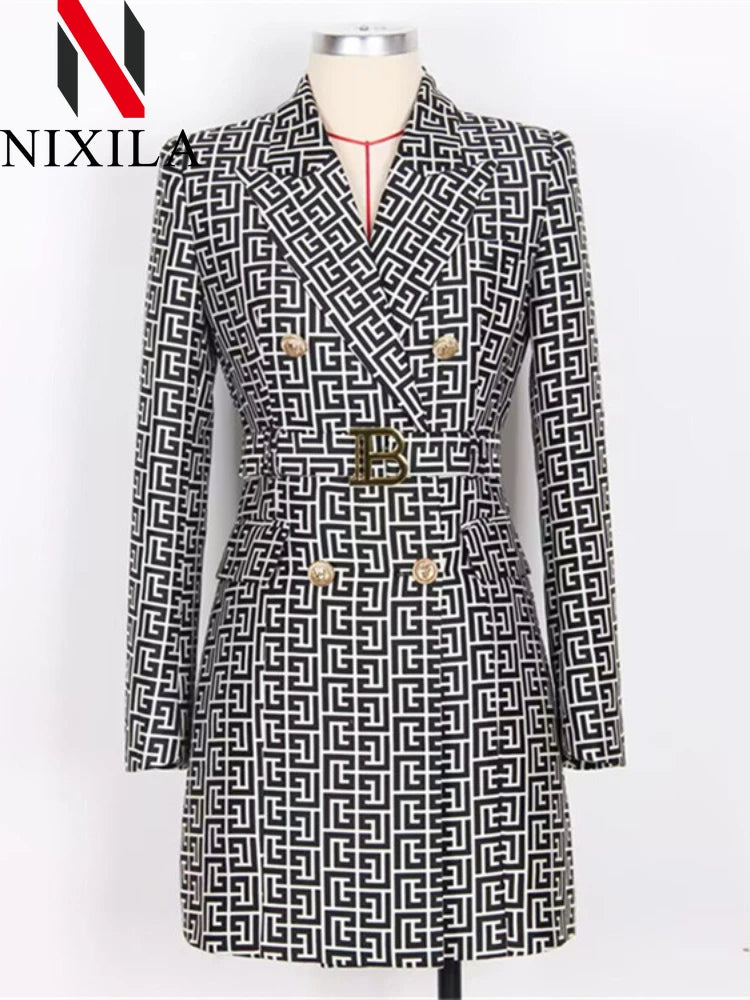 New in Spring Autumn Women‘s Fashion Jacket Women Geometric Elegant Dress Coats Lady Women Slim Office Blazer Women Clothing