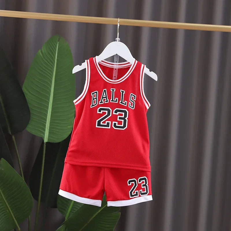 2026 Summer baby BOY girl Basketball nursery ball Clothes T Shirt camisole + Shorts pants children tracksuits 1 2 3 4 5 6 year