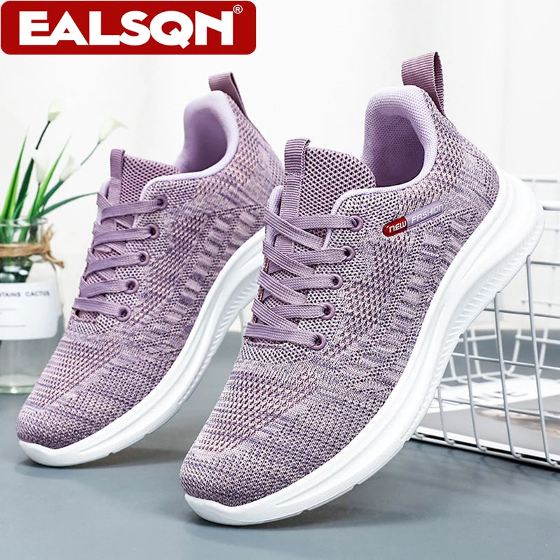 Women's Sports Casual Shoes Mesh Lightweight Soft Sole Jogging Breathable Fashion Flat Walking Shoes