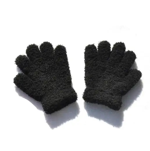 New 1-4Y Kids Gloves Winter Baby Plush Coral Gloves Toddler Full Fingers Cute Mittens Warm Windproof Glove For Boys Girls