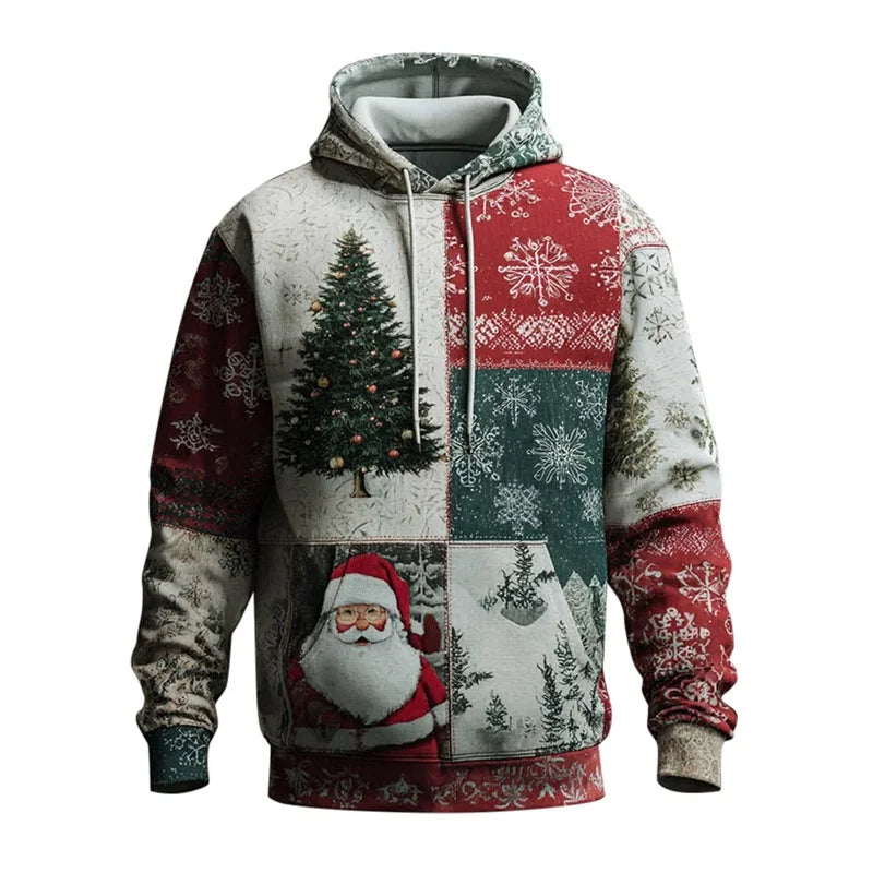 Men's Christmas Hoodies Full Print Vintage Christian Faith Pullover Hoodies Casual Xmas Santa Cross Faith Sweatshirt Tracksuit