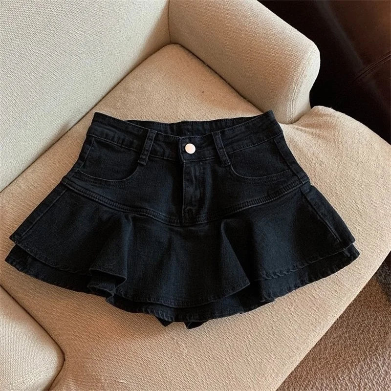 Kids Girls Denim Skirt Pants Korean Children's Clothes 2025 Children High Waist Cake Short Skirts Spring Summer Jean Skirt Pants