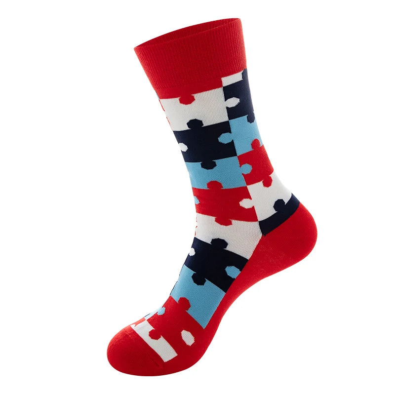 Funny Socks Men Women Casual Cartoon Beer Hamburger Egg Sausage Ice Cream Avocado Heart Sokken Unisex Novelty Skateboard Meias