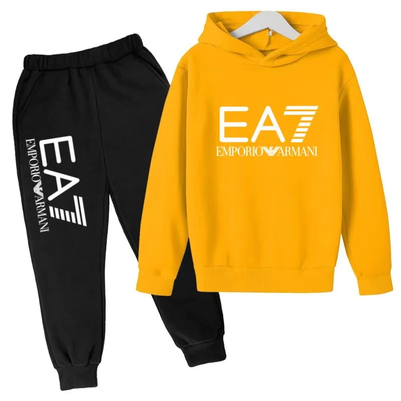 Kids Autumn Winter Hoodie Boy Girl 3-12Yrs Letter Print Clothing Casual Top+Trousers 2P Child Gift Brand Sports Coat Jogging Set