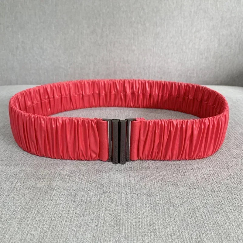 Colorful Women Elastic Band Wide Belts Simple Down Coat Waist Belt Female Buckle Black Strap Dress Decoration Accessories