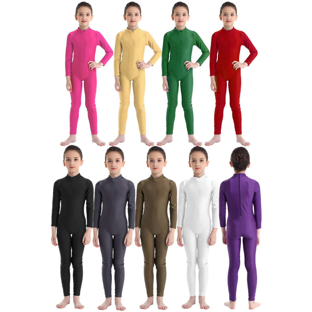 Kids Girls Full Body Suit Gymnastics Bodysuit Ballet Dance Jersey Leotard Jumpsuit Sports Unitard Children Dancewear Sportwear