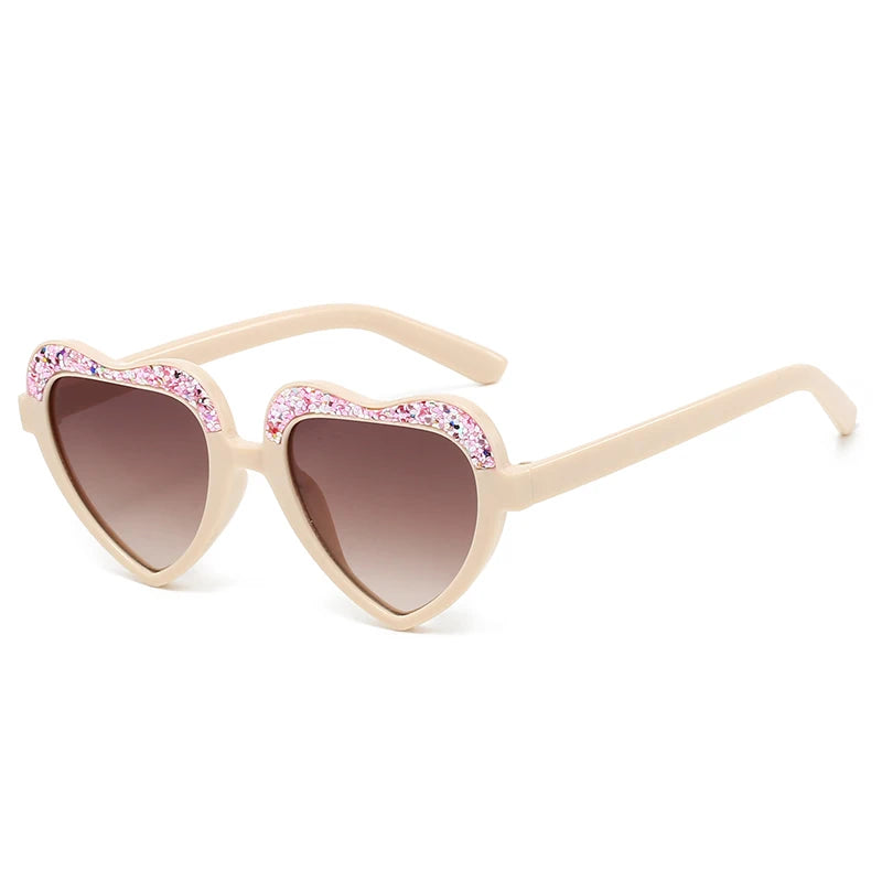 New Fashion Kids Sunglasses Vintage Sun Glasses Trend Retro Love Diamonds Eyeglasses Cute Heart Boys Girls Children Eyewear