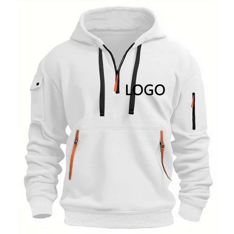 Customized Shoulder Drop Hoodies Men Leisure Sport Multi Zipper Arm Pocket Loose Sweatshirts Women Fashion Hoody Jacket Pullover