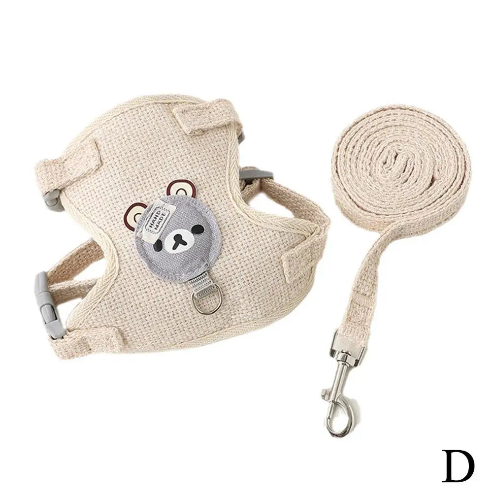 Lovely Small Pet Vest Chest Strap Dog Leash Traction Rope Walking Dog Cat Bunny Vest Harness Poodle Collar Leash Dog Accessories