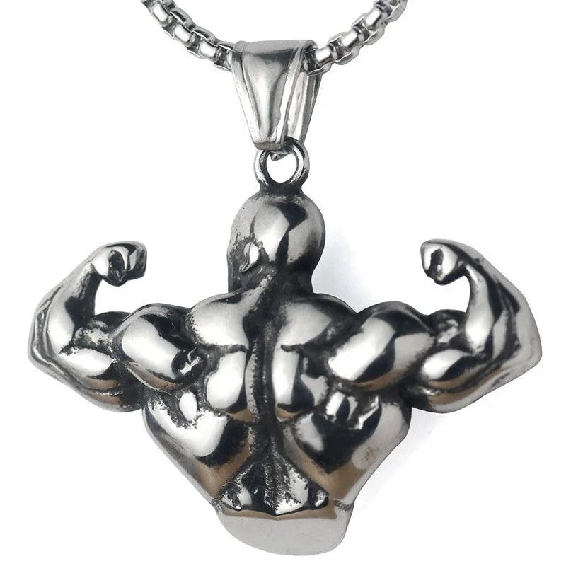 Bodybuilding Arm Muscular Men Pendant Men's Sports Fitness Necklace Fashion Creative Personality Jewelry Accessories