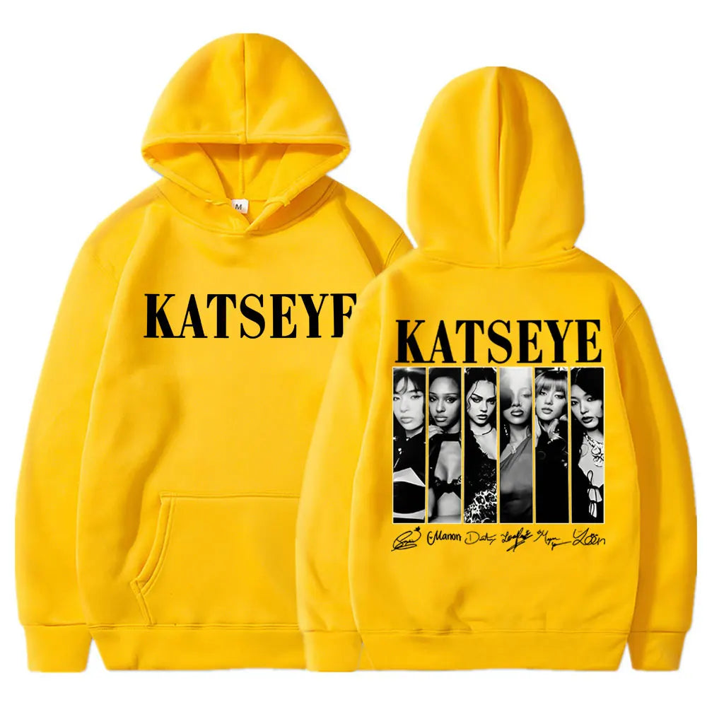 Limted Kpop Katseye Print Hoodies Vintage Trendy Men Women Y2k Hoody Sweatshirt Fleece Oversized Tracksuit Streetwear Fans Gifts
