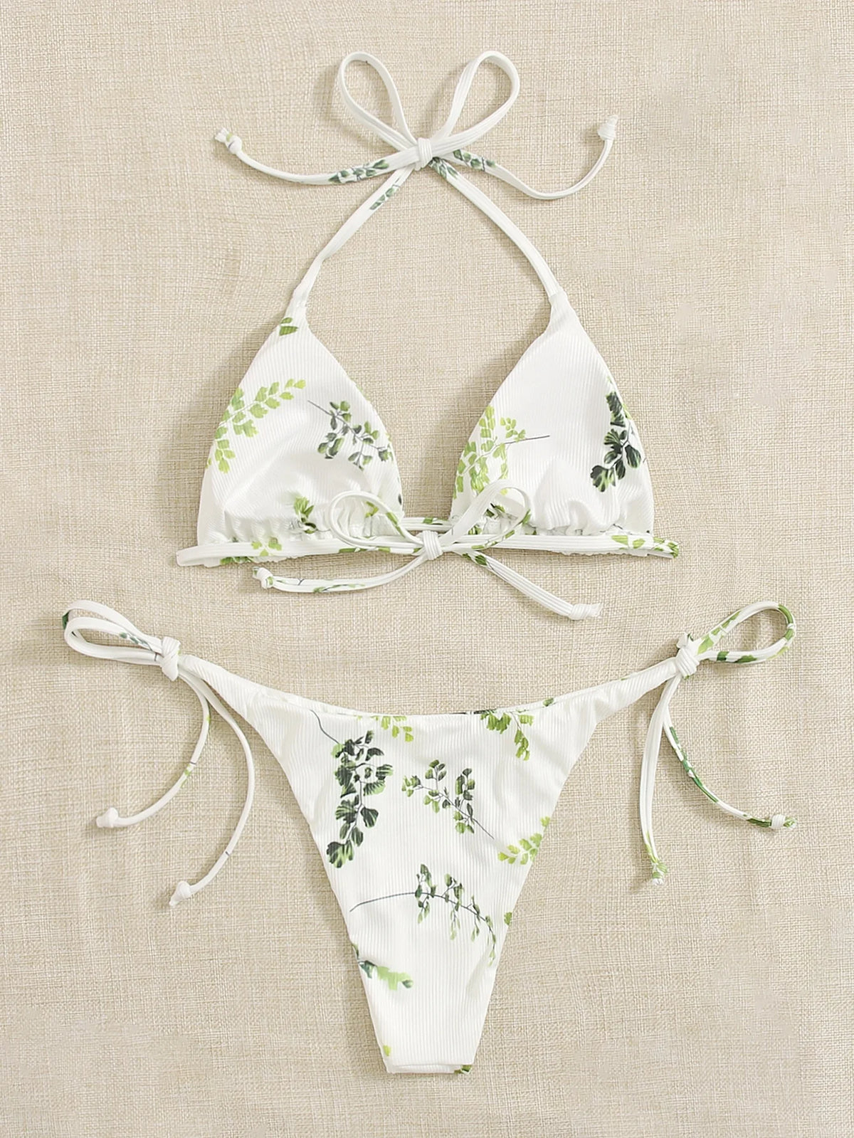 Neck Women's Two-Piece Bikini, Suspender Bra, V Bottom, Women's Swimwear and Apparel