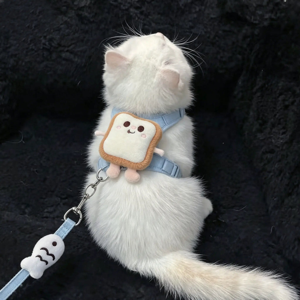 Pet Collars Hamburger Shape Dog Leash Small Dog Cute Chest Back Plush Cartoon Vest Type Dog Walking Leash Puppy Chain Harnesses
