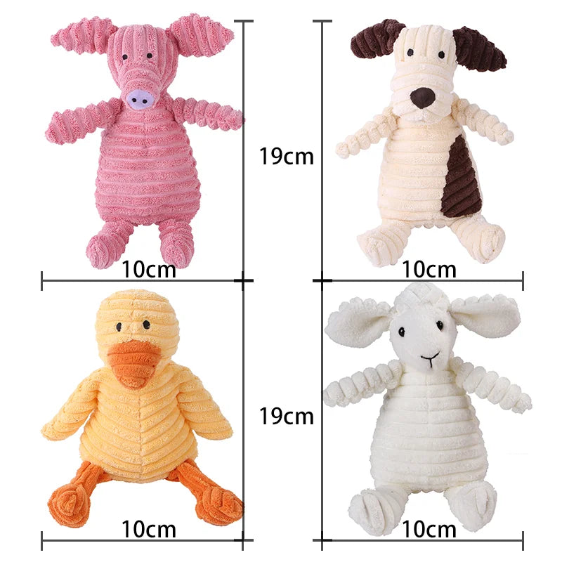 Pet Dogs Plush Animal Chewing Toy Wear-resistant Squeak Cute Bear Fox Toys for Dog Puppy Teddy Interactive Supplies