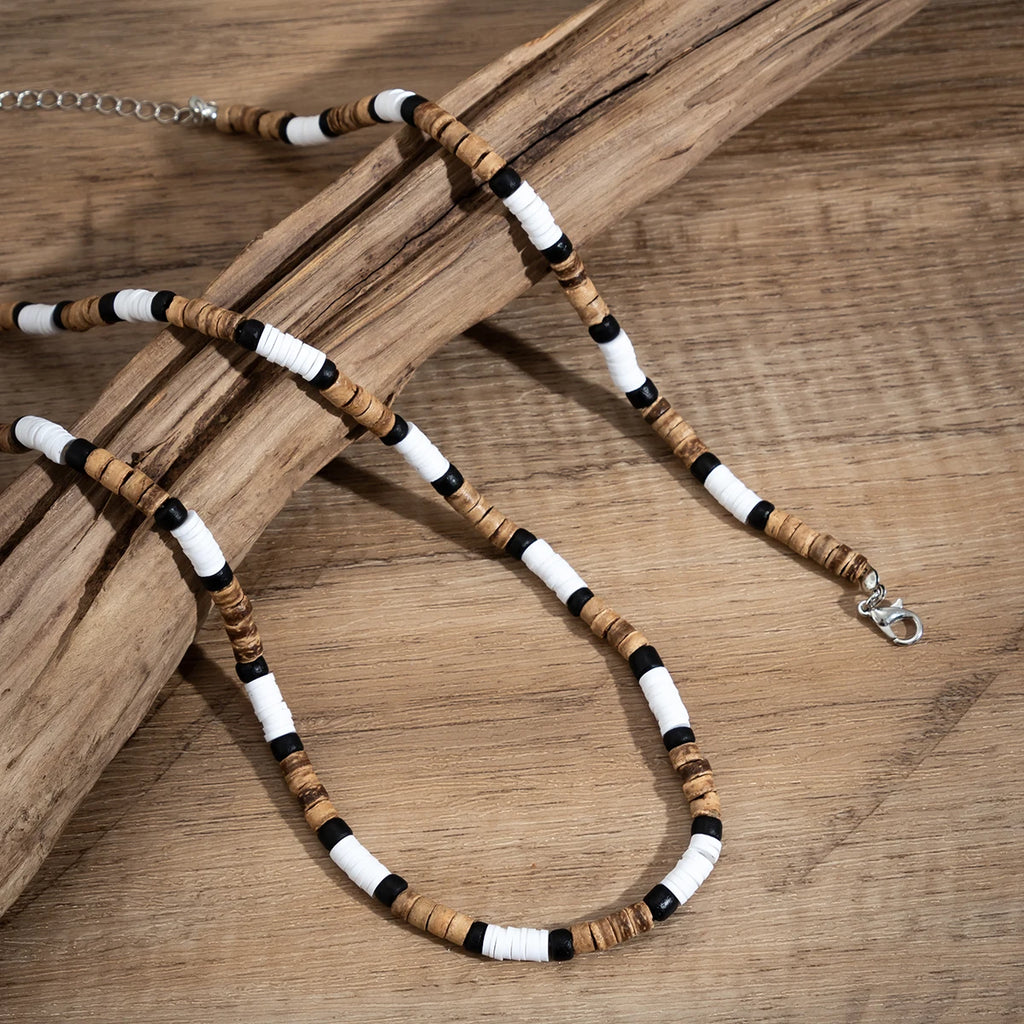 Small Wood and Polymer Clay Beads Chains Necklace and Bracelect Sets for Men Trendy Beaded Accessories on Hand/Neck 2023 Fashion